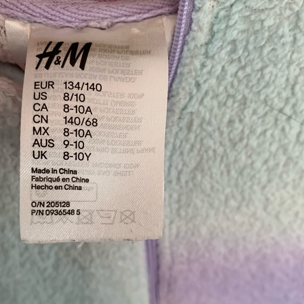 H&M unicorn zip up onesie, girl’s size 8-10 - Picture 5 of 5